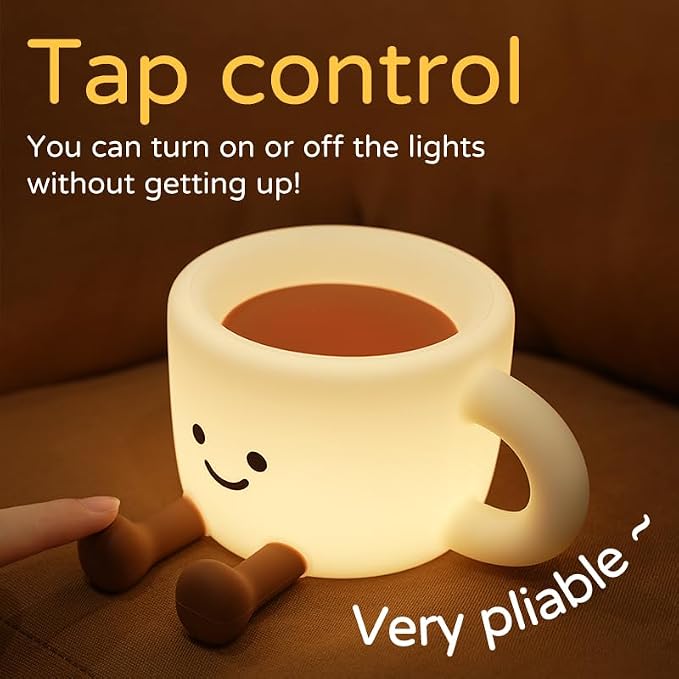 Coffee Cup Night Light,7 Colors Dimmable Bedside Lamp