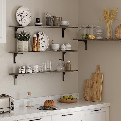 DINZI LVJ Long Wall Shelves, 47.3Inch Wooden Wall Mounted Shelves, Set of 2