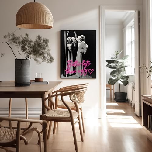 Poster Master Better Late Than Ugly Print - Woman In Mirror Poster - Modern & Pop Art - Trendy Gift for Men, Women & Fashionista - Funny Decor for Bathroom or Girl's Room - 18x24 Unframed Wall Art