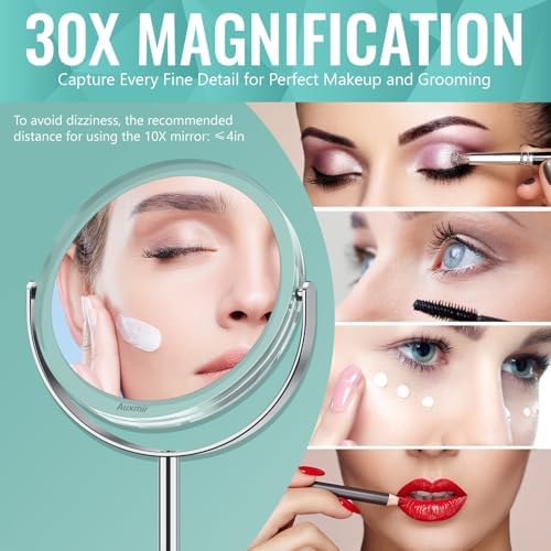 Auxmir 1X/30X Double-Sided Makeup Mirror, 6.7" Magnifying Mirror