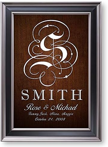 Family Sign - Framed Arts, Anniversary,with Family Name,Name of Couple,Family Member Name and Date Established.With Different Frame Styles Framed Size:21 5/8 x 15 1/2 inches