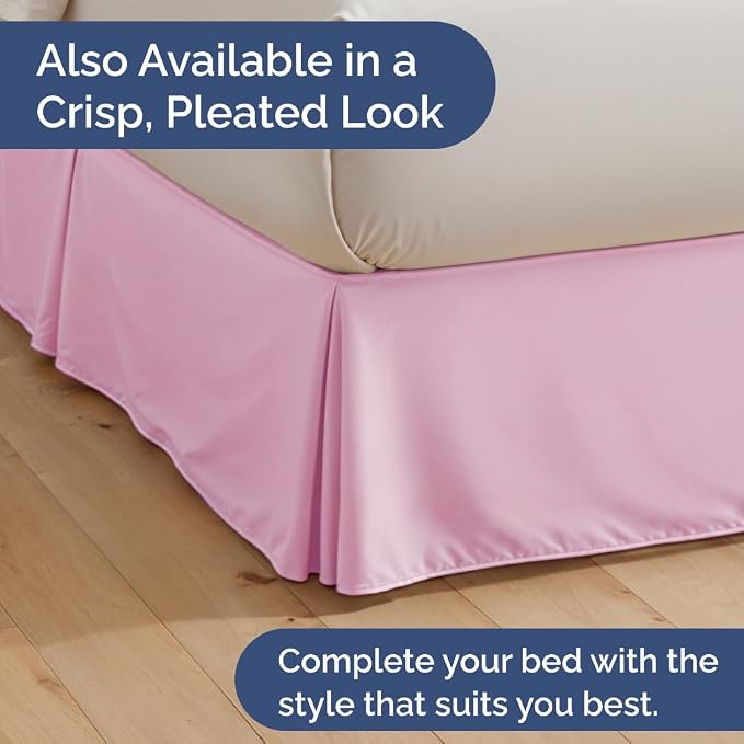 Bedskirt King Size Ruffle - Ruffled Bed Skirt - 12 Inch Drop - Light Pink | Bedskirt with Platform, Ultra-Soft Premium Hotel Quality, Wrinkle Free, Fade & Shrink Resistant, for Women, Men, Kids & Teens