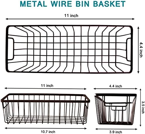 SheeChung Metal Wire Basket with Handle, Wall Hanging Basket, Small 4 Pack