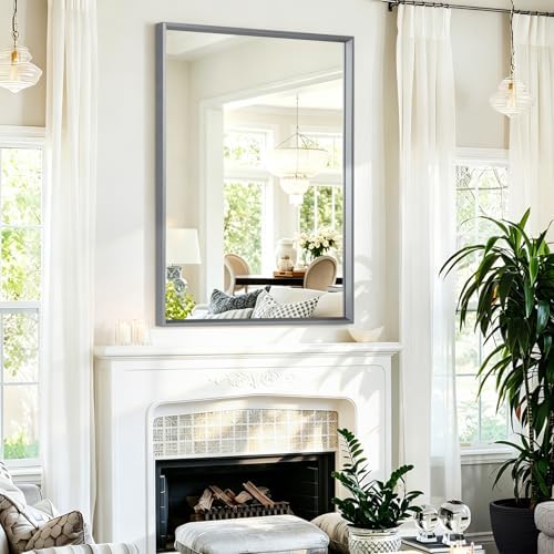 AAZZKANG Rectangle Metal Framed Mirrors 28"x20" for Wall Modern Hanging Mirror with Aluminum Frame for Bathroom Bedroom Living Room Entryway Home Decor