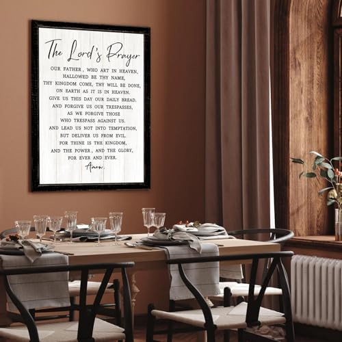 The Lord’s Player Rustic Bible Verse Framed Wall Art, 11''×16'' Vintage Positive Religious Christian Saying Sign for God Jesus Christ Prayer, Narrow Holy Inspirational Catholic Scripture Decor