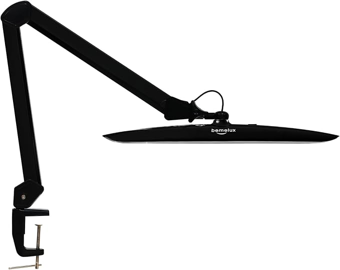 20-Inch LED Desk Lamp with Clamp, 24W 2200LM, Protected Arm, Black