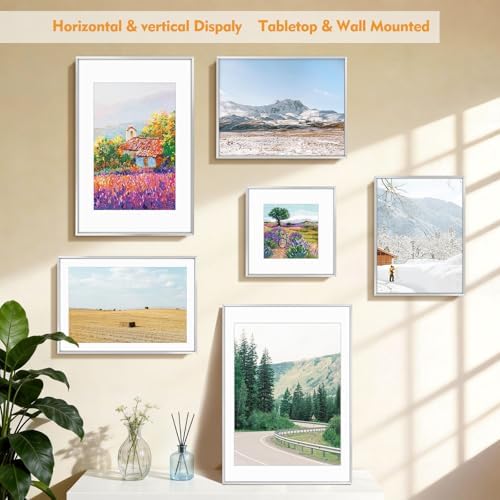 Golden State Art 12x12 Silver Aluminum Frame, Real Glass, Mat Fits 8x8