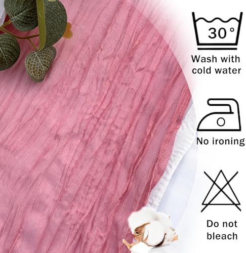 12 Pack Dusty Rose Cheesecloth Table Runner Rustic Gauze 22x120 inch Long Table Runner for Wedding Bridal Shower Birthday Party Banquet Boho Decoration(#32)