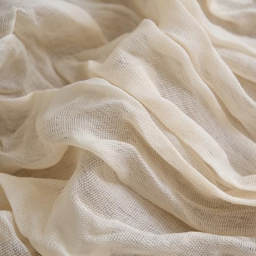 Asee'm 6pcs Beige Cheesecloth Table Runner Summer 10FT Boho Gauze Rustic