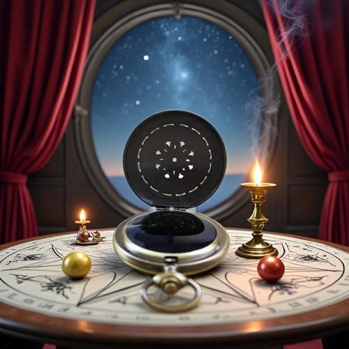 Black Obsidian Scrying Mirror, Obsidian Feng Shui Mirror, Witches Mirror Presents, Witchcraft kit Divination Tools (Pocket Watch-A)