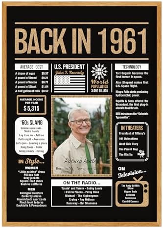 Personalized 64th Birthday Party Decorations Men, Women, Him, Her - Custom Gifts Idea For 64 Years Old, Back In The Year You Born Newspaper For 64th Birthday Poster No Frame Black Gold