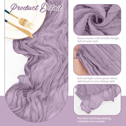 20 Pack Purple Cheesecloth Table Runner Long,21.5 x 120 Inch