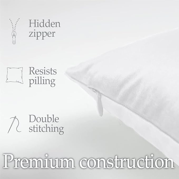 lalaLOOM Velvet Throw Pillow Covers, Set of 2, 24x24 White
