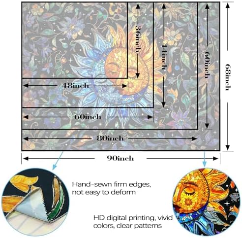 Accnicc Sun and Moon Tapestry Boho Hippie Floral Wall Tapestry for Bedroom Aesthetic Vintage Stained Glass Celestial Plant Small Tapestries Wall Hanging for Living Room Dorm 60 x 44 Inch
