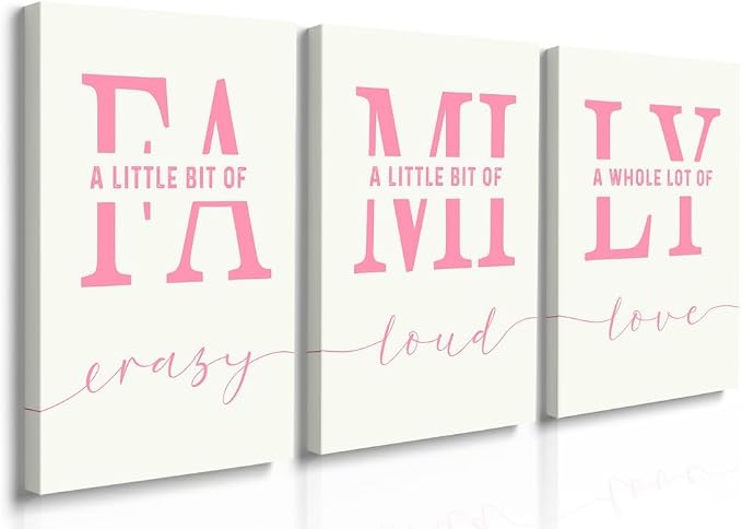 GUBIYU Home Wall Decor, Pink Love Framed Canvas Farmhouse Signs with Sayings 'A Whole Lot Of Love' Inspirational Wall Sign for Living Room, Bedroom, Kitchen, Dining Room 20" x 28"