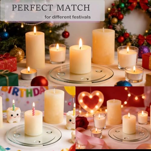 Clear Glass Candle Holder，4" Glass Coaster Holder ，Small Round Candle Plate for Pillar Candle（2 Pack）