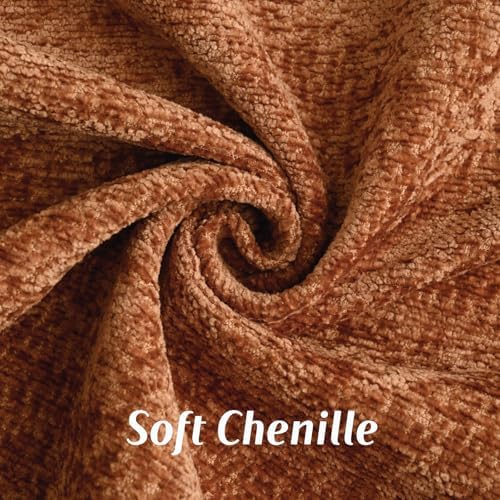 FUTEI Pack of 2 Chenille Soft Throw Pillow Covers 22x22 Inch, Rust