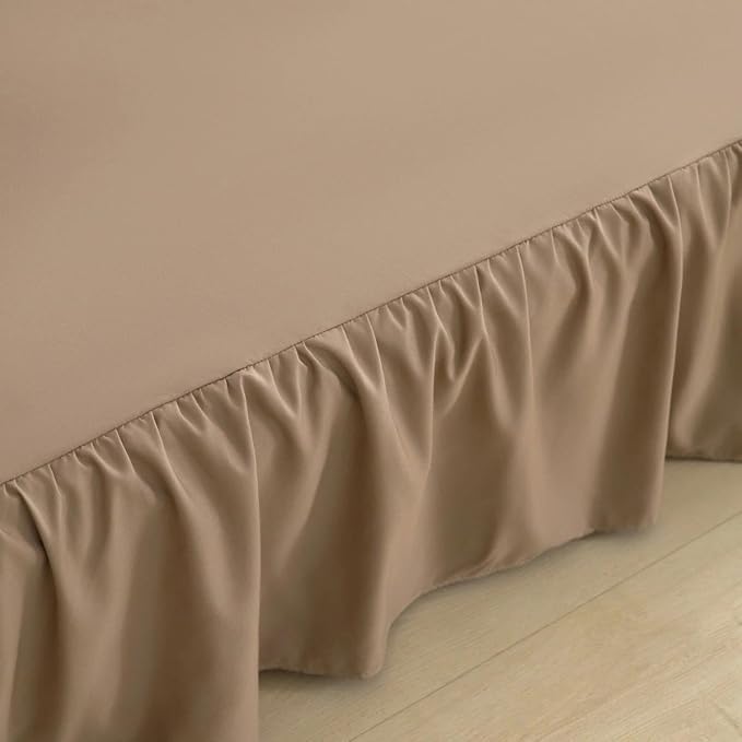 Bed Skirt Queen Size Ruffled Bed Skirt, 14'' Queen Dust Ruffle Bed Skirts | With Split Corners, Dust Ruffle with Platform, Microfiber, Breathable, Soft, Easy Fit, Mocha