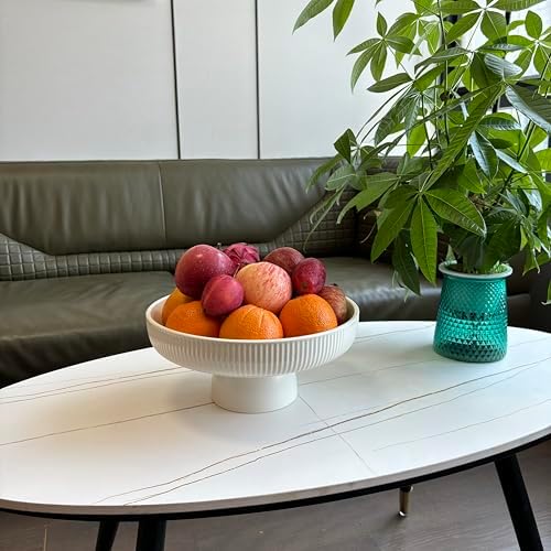 11" Ceramic Fruit Bowl for Kitchen Counter, White