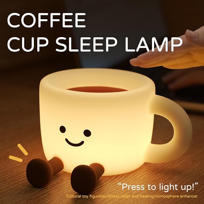 Coffee Cup Night Light,7 Colors Dimmable Bedside Lamp