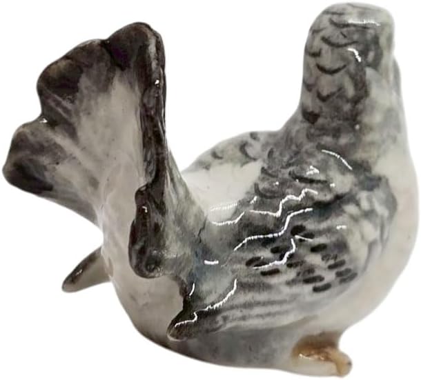 WitnyStore Tiny 1½" Long Gray Brown Turn Left Pigeon Bird Figurine - Miniature Hand Made Painted Ceramic Birds Aves Colorful Porcelain Feathered Animals Cute Decorative Collectible Figure Décor Gifts