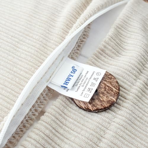 HWY 50 Cream White Chenille Throw Pillow Covers 16x16 Inch Buttons