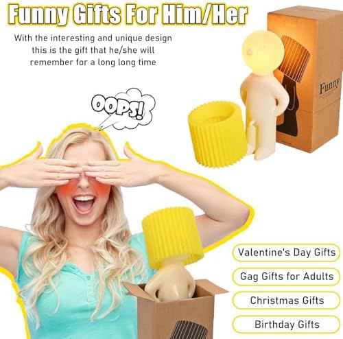 Fathers Day Gift Shy Man Lamp-Creative Gag Funny Night Light LED Table Lamp,Bedside Night Light, White Elephant Novelty Gifts for Men Women Christmas Valentines Day Him Her(White)