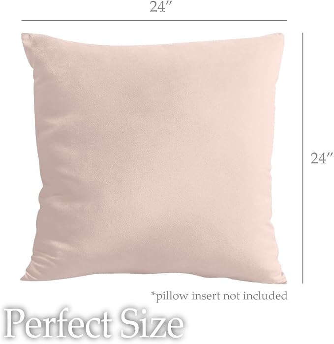 lalaLOOM Velvet Throw Pillow Covers, Set of 2, 24x24 Petal Pink