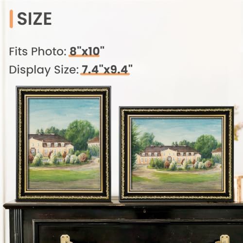 upsimples Vintage 8x10 Picture Frame, Antique Black and Gold Frames, 2 Pack