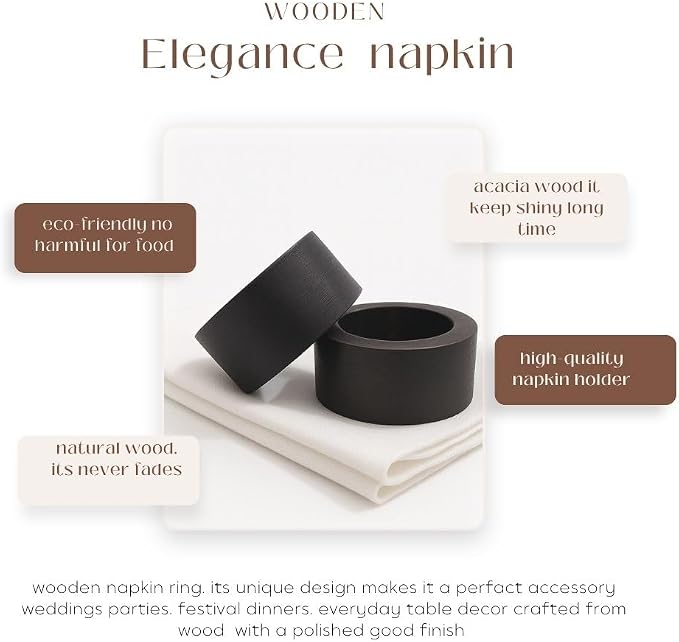 Handmade Wooden Napkin Ring Made by Artisan Beautifully Crafted and Designed in India (Set of 12, Natural Jalai)
