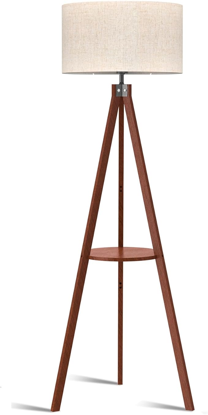 LEPOWER Shelf Floor Lamp Tripod Mid Century Modern Lamps for Living Room