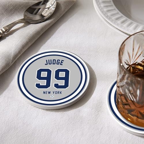 Yankee Coasters for Drinks, New york NY Ceramic Coasters Set of 6, Yankee Gifts for Boys Man, for Yankee Coffee Mug Cup