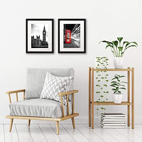 Americanflat 11x14 Picture Frame with Shatter-Resistant Glass - Set of 2 - Use as 8x10 Frame with Mat or Display 11x14 Photo Without Mat - Signature Collection - Picture Frames for Wall - Black