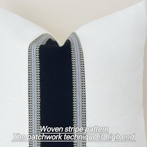 Slow Cow Black White Patchwork Throw Pillow Covers 18 x 18 Inch Pack of 2