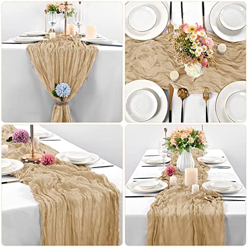 10 Pack Cheesecloth Table Runner 35 x 120 Inch, Beige