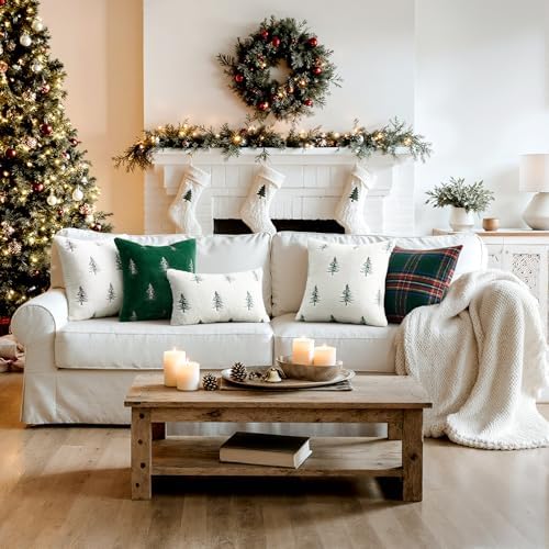 MIULEE Christmas Decorative Faux Fur Pillow Covers 20x20 Inch White Black