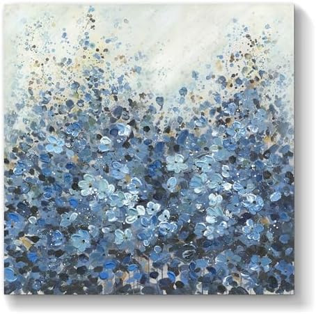 TAR TAR STUDIO Abstract Blue Flower Canvas Wall Art, 30“Lx30”W | Oversized, Unframed Print, Modern Botanical Painting, Large Wall Decor for Living Room Office Bedroom, Floral Artwork