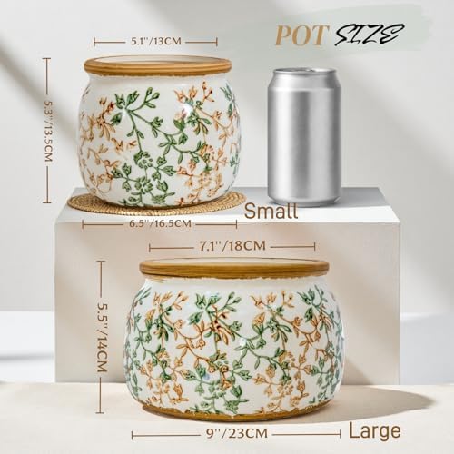 Vintage Ceramic Flower Pot, 9in, with Drainage & Filter