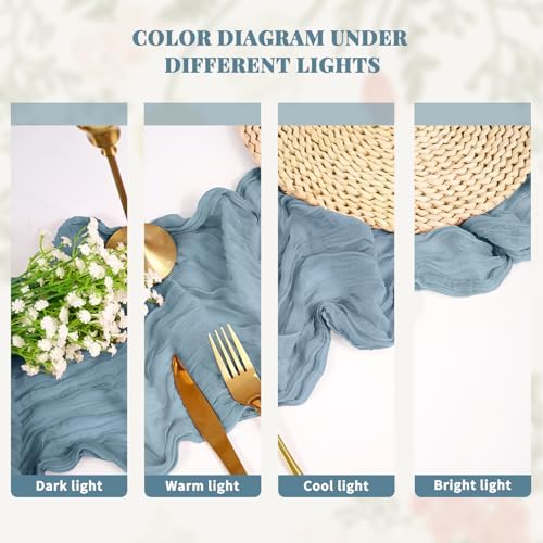 20 Pack Dusty Blue Cheesecloth Table Runner Long,21.5 x 120 Inch