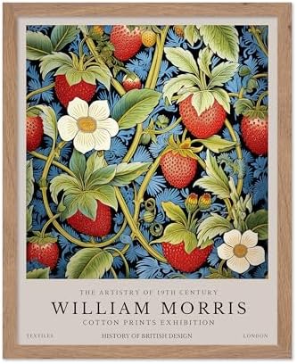 Poster Master William Morris Poster - Owl Print - Bird Art - Botanical Art - Flower Design - Exhibition Artwork - Animal Illustration - Floral Illustration - Aesthetic Design - Office or Bedroom Decor - 8x10 Beige Framed