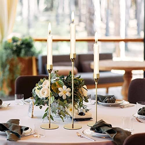 French Gold Taper Tall Candle Holders Set of 6–3 Sizes, Fits 3/4" Candles