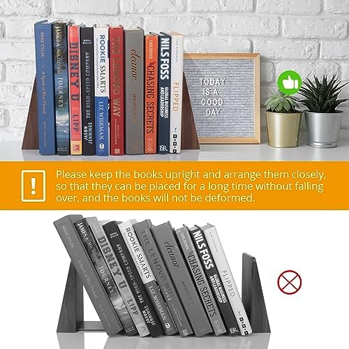 DRELIFAM Walnut Book Ends Heavy Duty Handmade Book Ends for Shelves Decorative Bookends to Hold Heavy Books (Black Walnut Wood Small)