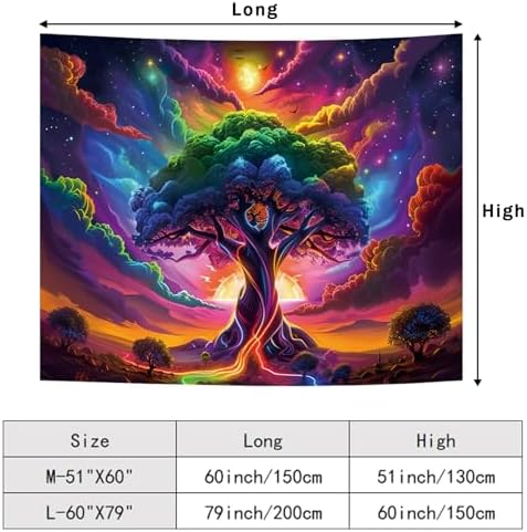 Apdidl Blacklight Tree of Life Tapestry Bedroom, Black Light Space Posters