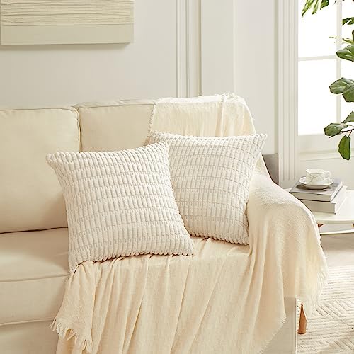 Fancy Homi 4 Packs Decorative Throw Pillow Covers for Living Room Couch Bed, Modern Farmhouse Boho Home Décor Accent Cushion Case, 22" x 22", Neutral