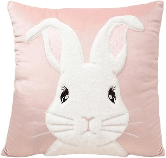 Easter Bunny Embroidered Throw Pillow Covers 18x18 Inch Spring Decor