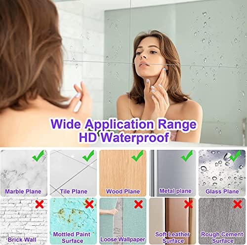 JUNEBRUSHS 8 Pack Self Adhesive Acrylic Mirror, 12x16 Inch Mirror Tiles | Flexible Sheets Wall Stickers, Frameless Small Mirror, 2MM Thick Mirror