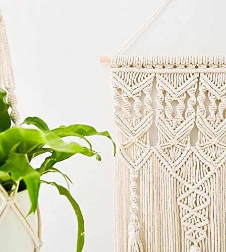 Mkono 2 Pcs Macrame Wall Hanging, Boho Woven Chic Tapestry Decor, Ivory