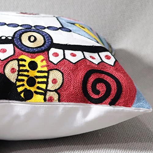Soft Cotton Throw Pillow Covers Abstract Art Exaggerated Mythology Figure Embroidery Square Cushion Cover Outdoor Balcony Pillow Cases for Sofa Bed Chair 18 x 18 Inches (Pattern-1)
