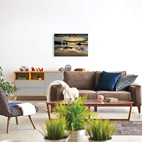 A&T ARTWORK Love on Beach Personalized Canvas Print Canvas Prints Gift,includes Names and the Special Date Unique Gift for the Wedding Anniversary. 30x20 inches