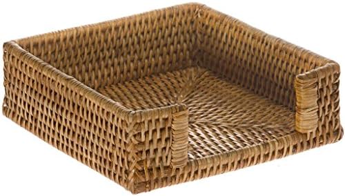 KOUBOO La Jolla Rattan Napkin Holder, Decorative Napkin Holder for Dining Table, Kitchen Counter, Bathroom, Rustic Wicker Tray for Paper Napkins, Honey Brown